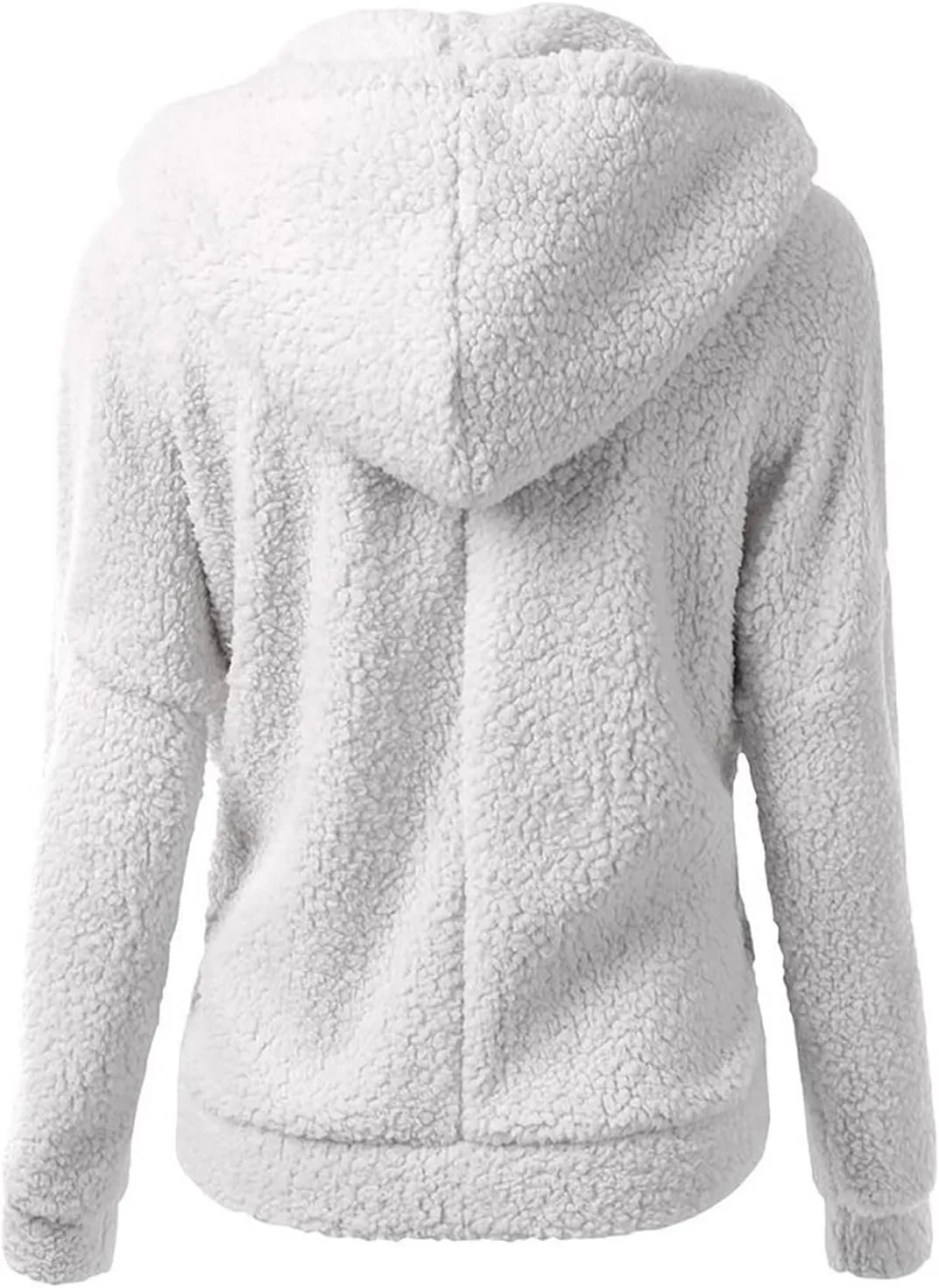 Women Zip Up Hoodies Fuzzy Fleece Long Sleeve Solid Color Hooded Jacket Slim Fit Casual Warm Clothes with Pocket