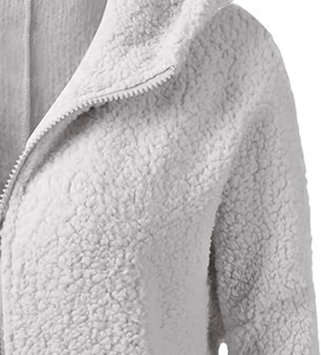 Women Zip Up Hoodies Fuzzy Fleece Long Sleeve Solid Color Hooded Jacket Slim Fit Casual Warm Clothes with Pocket