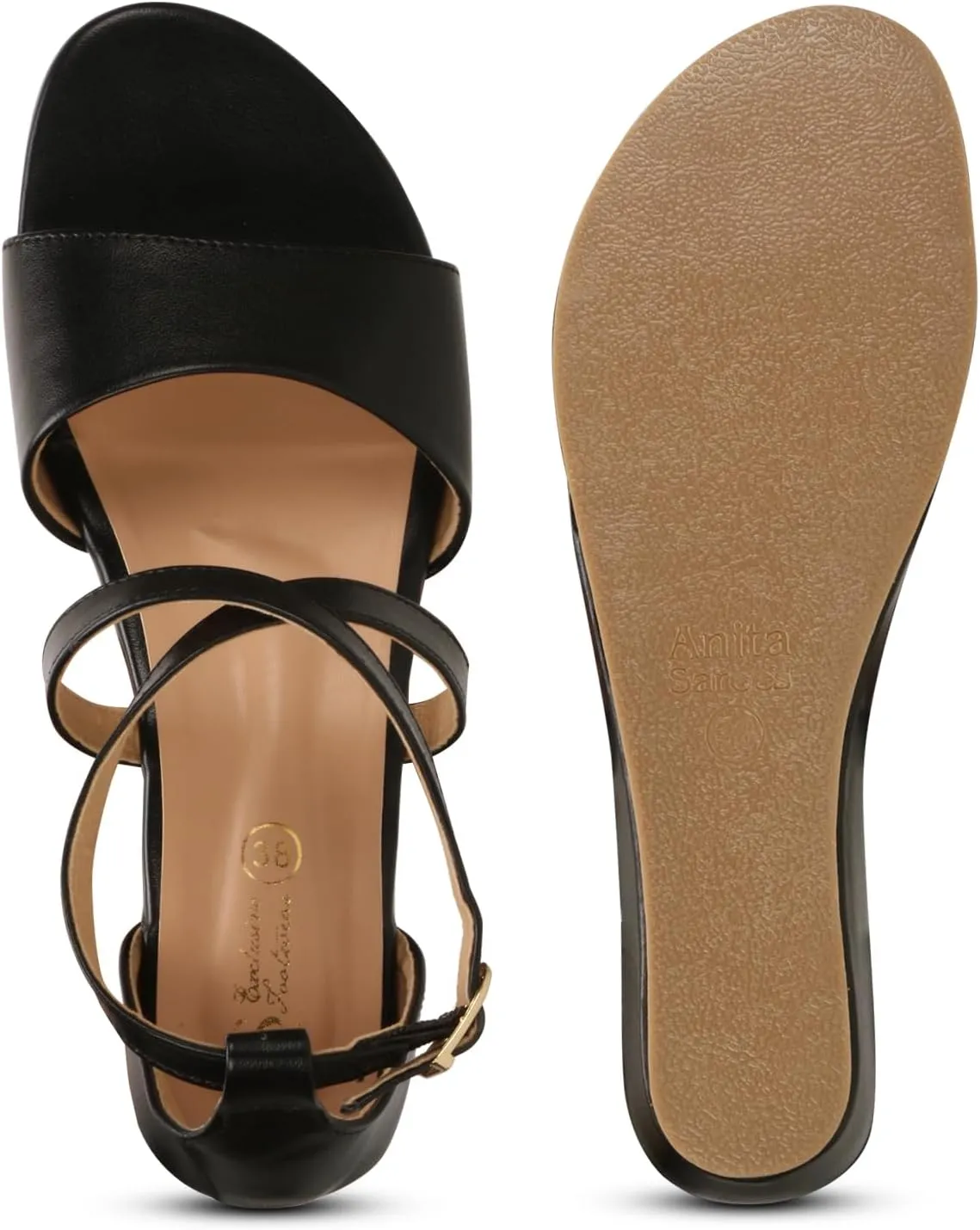 Women's Adjustable Flat Sandals with Ankle Strap | Comfortable Low Wedge Footbed for Summer, Party, Office, Casual & Formal Wear