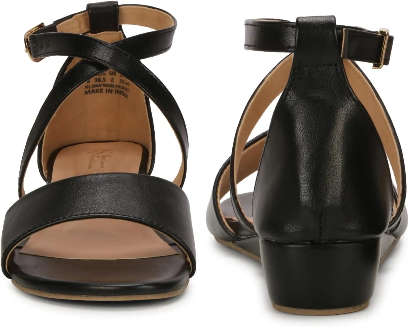 Women's Adjustable Flat Sandals with Ankle Strap | Comfortable Low Wedge Footbed for Summer, Party, Office, Casual & Formal Wear