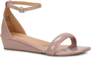 Women's Ankle Strap Low Wedge Heel Sandals | Open Toe Cushion Comfort Dress Sandals for Casual & Party Wear