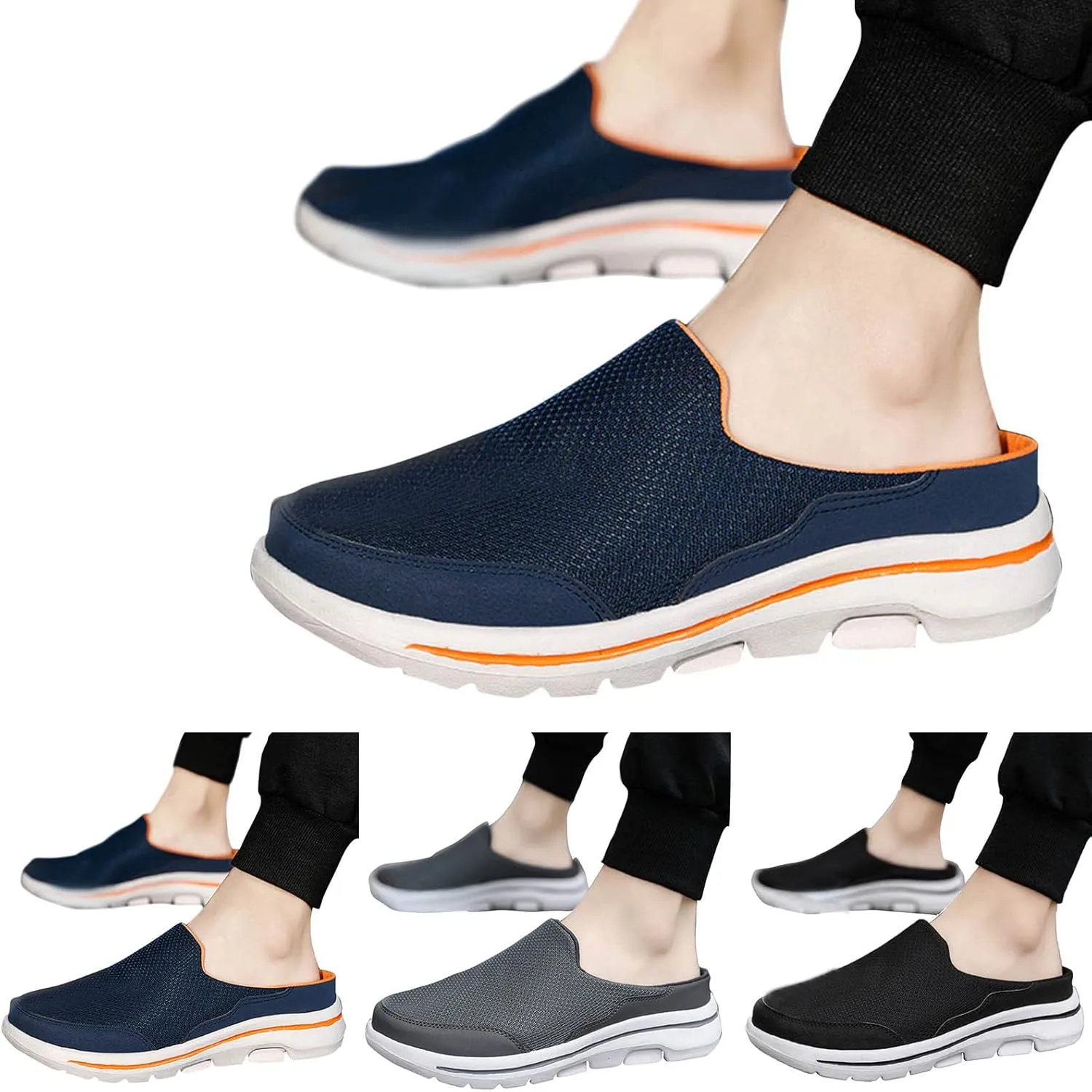 Women's Backless Slip on Mesh Sneakers Shoes Mens Casual Shoes Dressy Black Casual Shoes Waterproof Sneakers White Tennis Shoe Cross Trainer Shoe