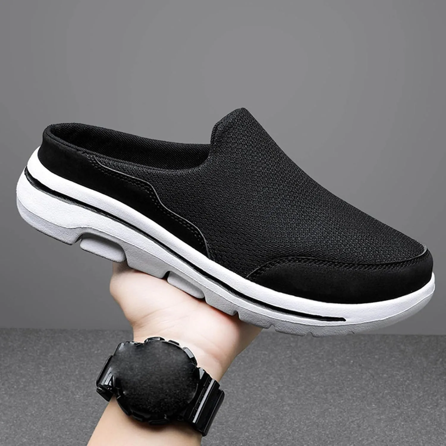 Women's Backless Slip on Mesh Sneakers Shoes Mens Casual Shoes Dressy Black Casual Shoes Waterproof Sneakers White Tennis Shoe Cross Trainer Shoe