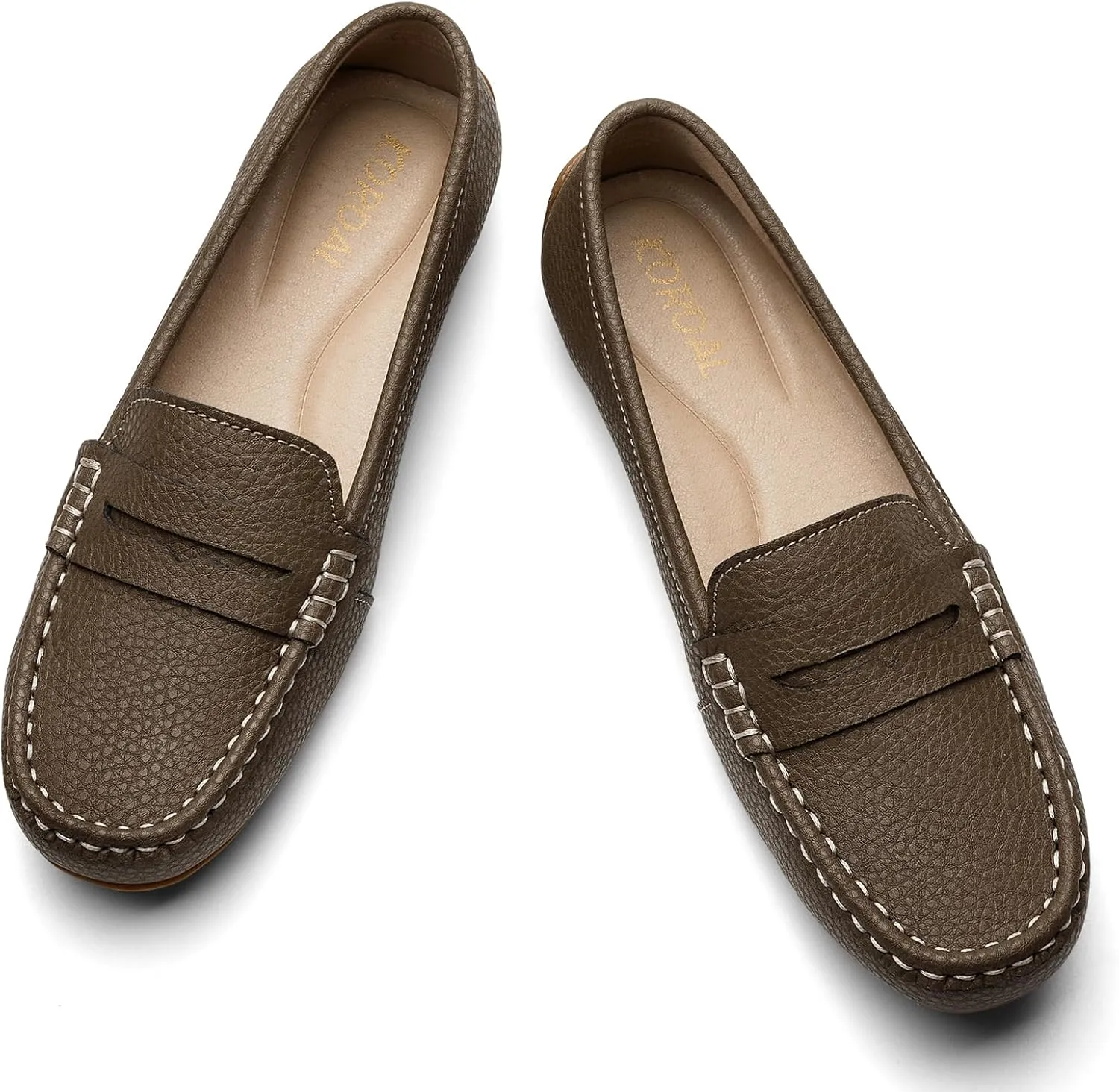 Women's Comfortable & Lightweight Leather Penny Loafers Slip-Ons Cute Business Casual Dress Shoes Work Office Flats Everyday Walking Shoes Driving Mocs for Women