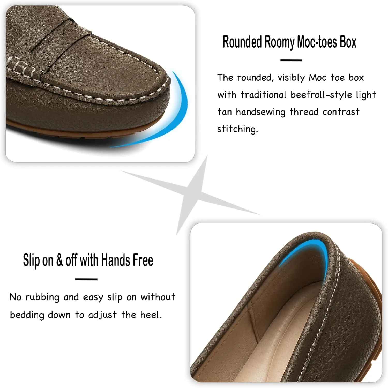 Women's Comfortable & Lightweight Leather Penny Loafers Slip-Ons Cute Business Casual Dress Shoes Work Office Flats Everyday Walking Shoes Driving Mocs for Women