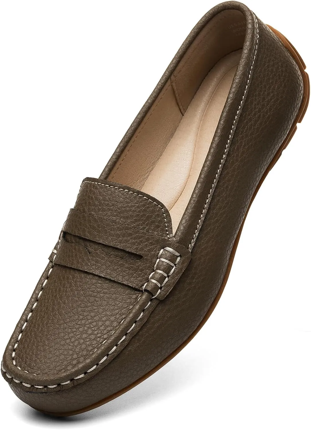 Women's Comfortable & Lightweight Leather Penny Loafers Slip-Ons Cute Business Casual Dress Shoes Work Office Flats Everyday Walking Shoes Driving Mocs for Women