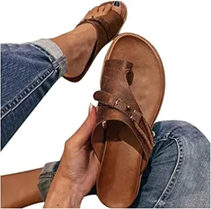 Women's Comfy Sandal Bunion Corrector Shoes Platform Soft Sole with Toe Arch Support Summer Breathable Casual Beach Travel Shoes,Brown,EU39/US7.5