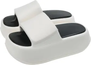 Women's EVA Round Open Toe Platform Tourist Pillow Slide Sandals Casual Summer Non-Slip Beach Chunky Soft Sole Cloud Walking Slippers Shower Spa Gym Comfy House Shoes