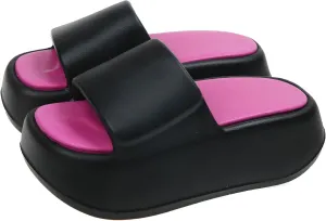 Women's EVA Round Open Toe Platform Tourist Pillow Slide Sandals Casual Summer Non-Slip Beach Chunky Soft Sole Cloud Walking Slippers Shower Spa Gym Comfy House Shoes