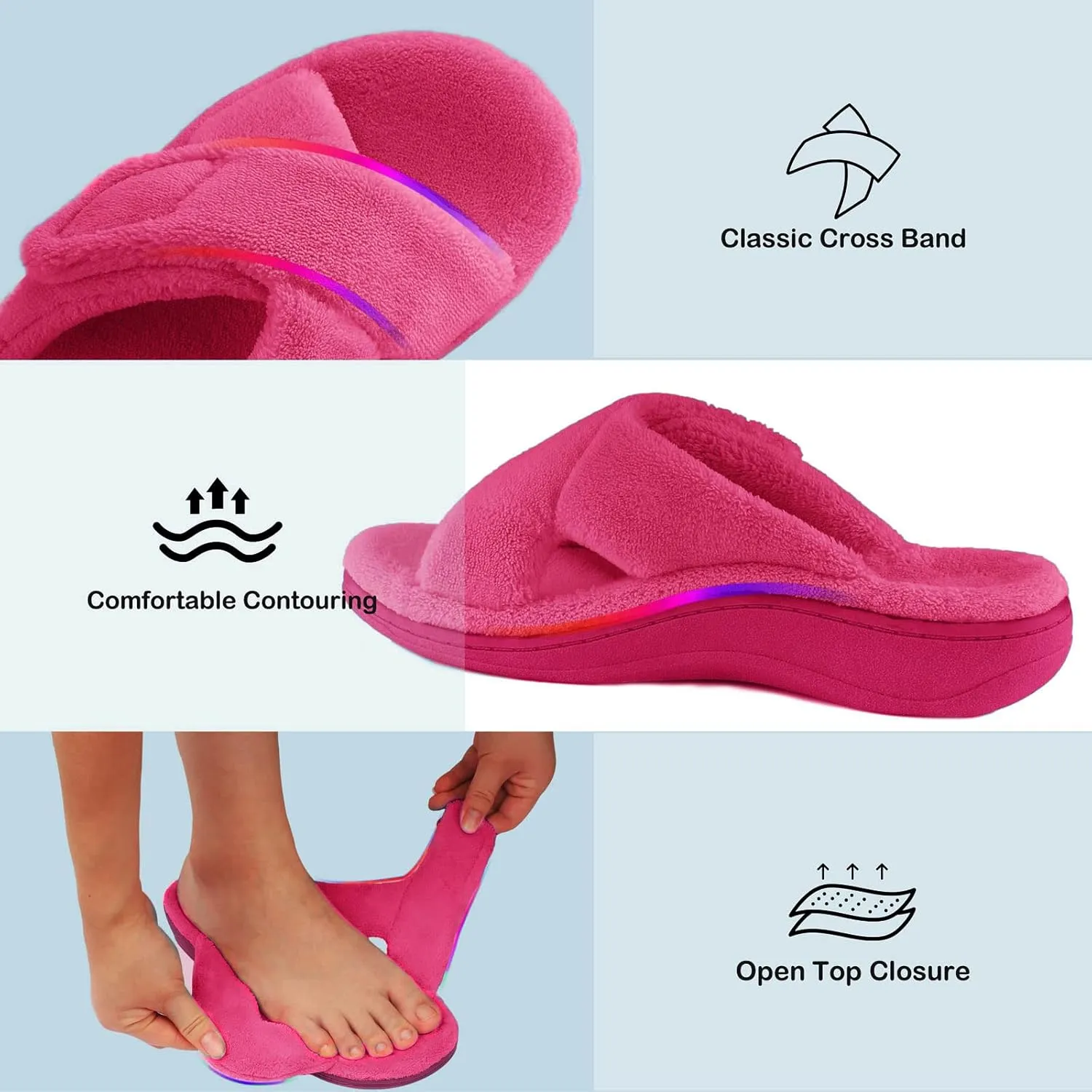 Women's Fuzzy Orthotic Arch Support Slippers Orthopedic Plantar Fasciitis Furry House Slide Slippers