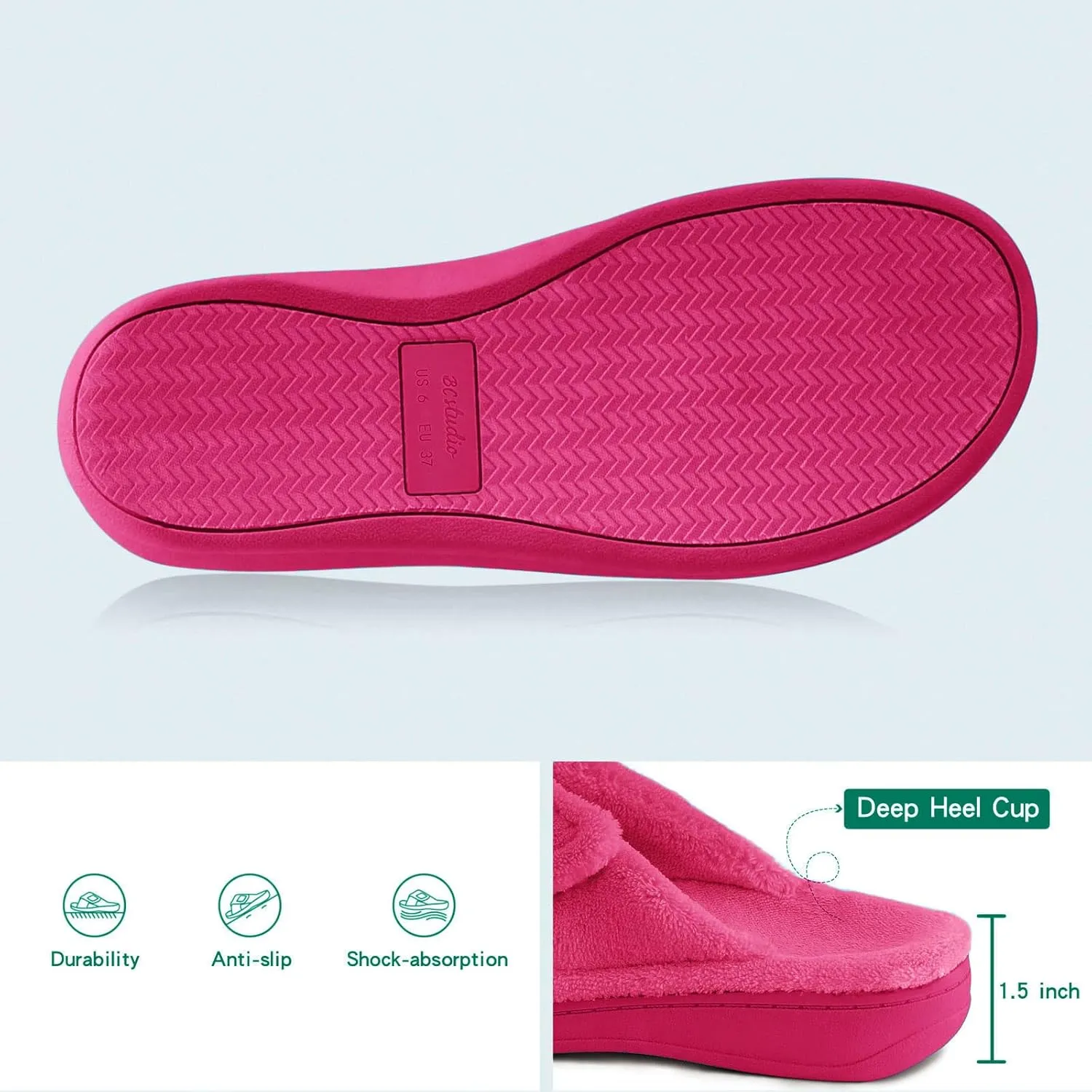 Women's Fuzzy Orthotic Arch Support Slippers Orthopedic Plantar Fasciitis Furry House Slide Slippers