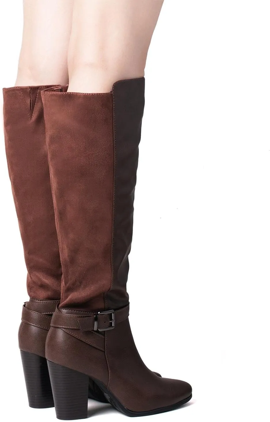 Women's Heeled Knee High Boots Zip Up High Chunky Heeled Boots