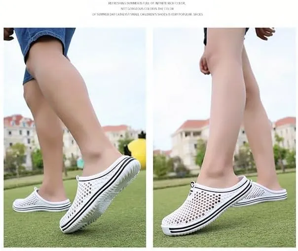 Women's Hollow Out Flat Clogs, Closed Toe Breathable Non Slip Garden Mules, Casual Beach Slide Shoes