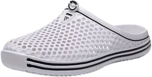 Women's Hollow Out Flat Clogs, Closed Toe Breathable Non Slip Garden Mules, Casual Beach Slide Shoes