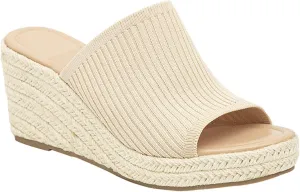 Womens Knit Wedge Platform Sandals Classic Fish Mouth Open Toe Slip On Slide Sandals Summer Soft Cute Beach Anti-Slip Slippers