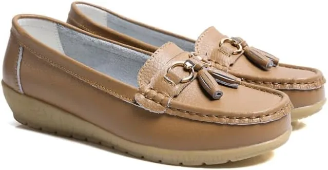 Women's Loafers Comfortable Lightweight Penny Loafers Casual Driving Flats Soft Moccasins Shoes Walking Travelling Leather Slip On Shoes
