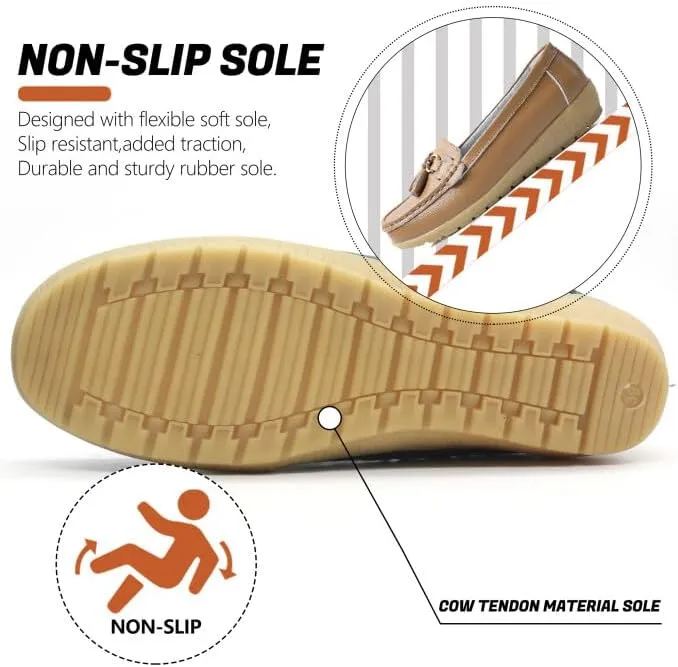 Women's Loafers Comfortable Lightweight Penny Loafers Casual Driving Flats Soft Moccasins Shoes Walking Travelling Leather Slip On Shoes