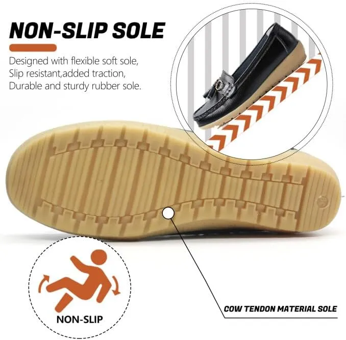 Women's Loafers Comfortable Lightweight Penny Loafers Casual Driving Flats Soft Moccasins Shoes Walking Travelling Leather Slip On Shoes