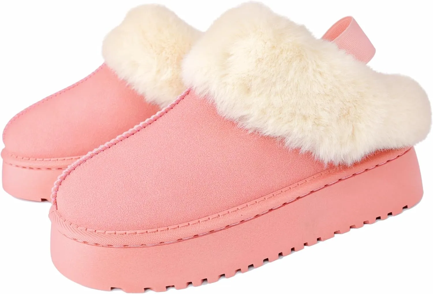 Women's Platform Slippers Winter Mini Boots Anti-Slip Suede Slip on Women Sneakers Fur Lined House Slippers for Indoor Outdoor
