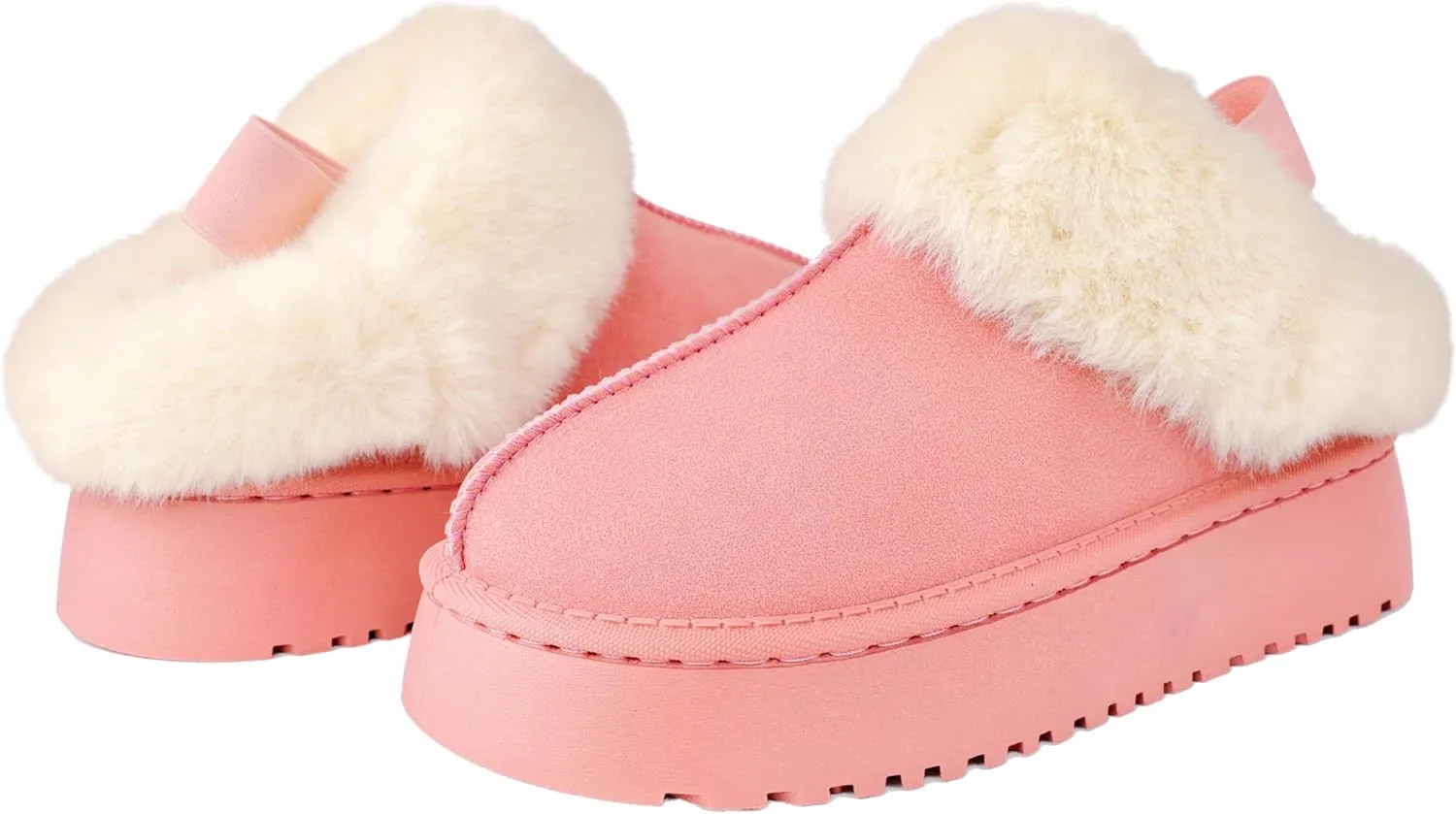 Women's Platform Slippers Winter Mini Boots Anti-Slip Suede Slip on Women Sneakers Fur Lined House Slippers for Indoor Outdoor