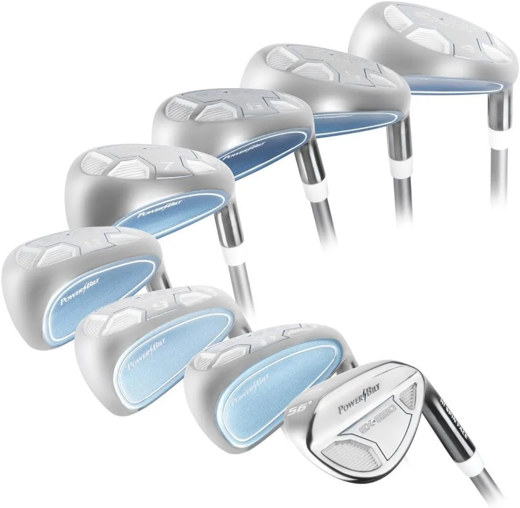 Women's Powerbilt Golf EX-550 Hybrid Iron Set, which Includes: #4, 5, 6, 7, 8, 9, PW  SW Lady Flex Right Handed New Utility L Flex Club