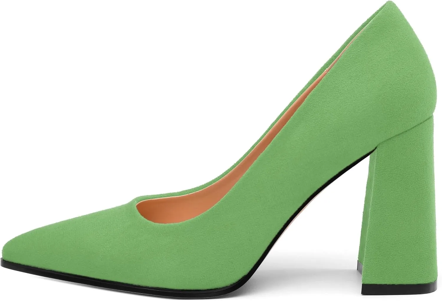 Women's Pumps, Pointed Toe Block High Heels, Slip On Fashion Chunky Heel Shoes for Women