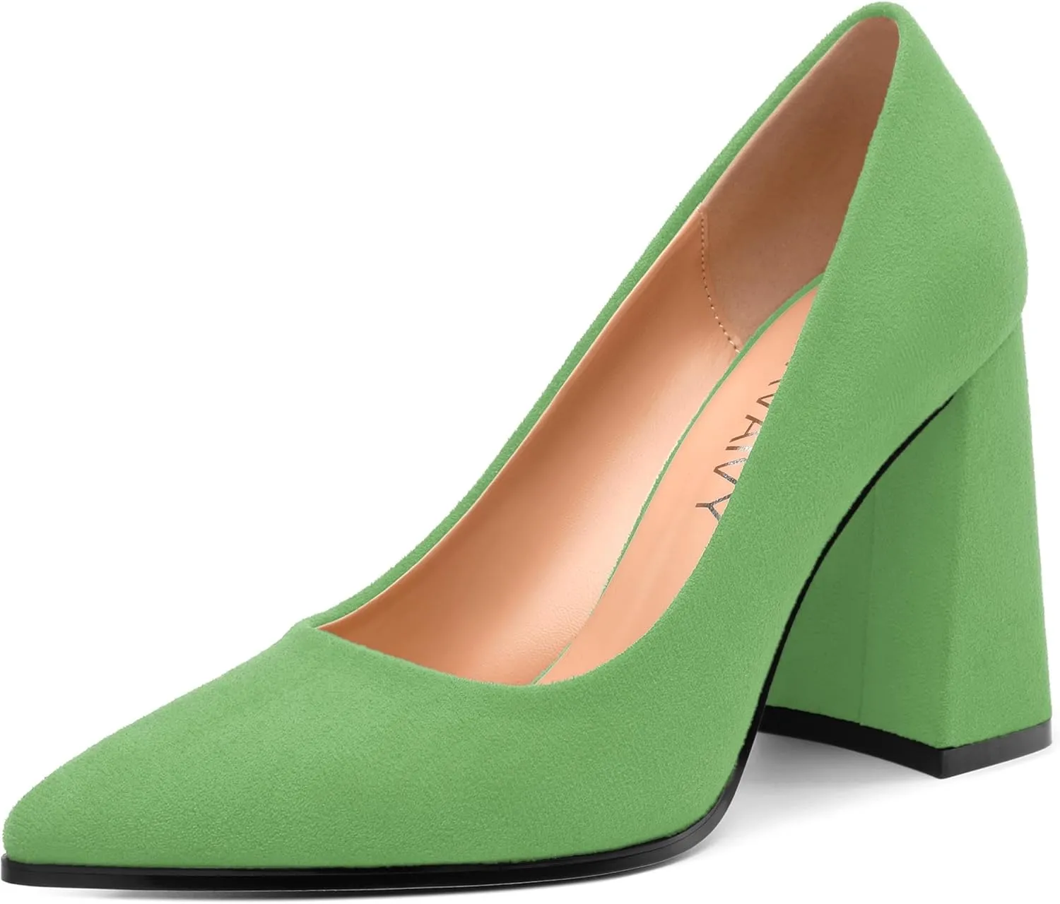 Women's Pumps, Pointed Toe Block High Heels, Slip On Fashion Chunky Heel Shoes for Women