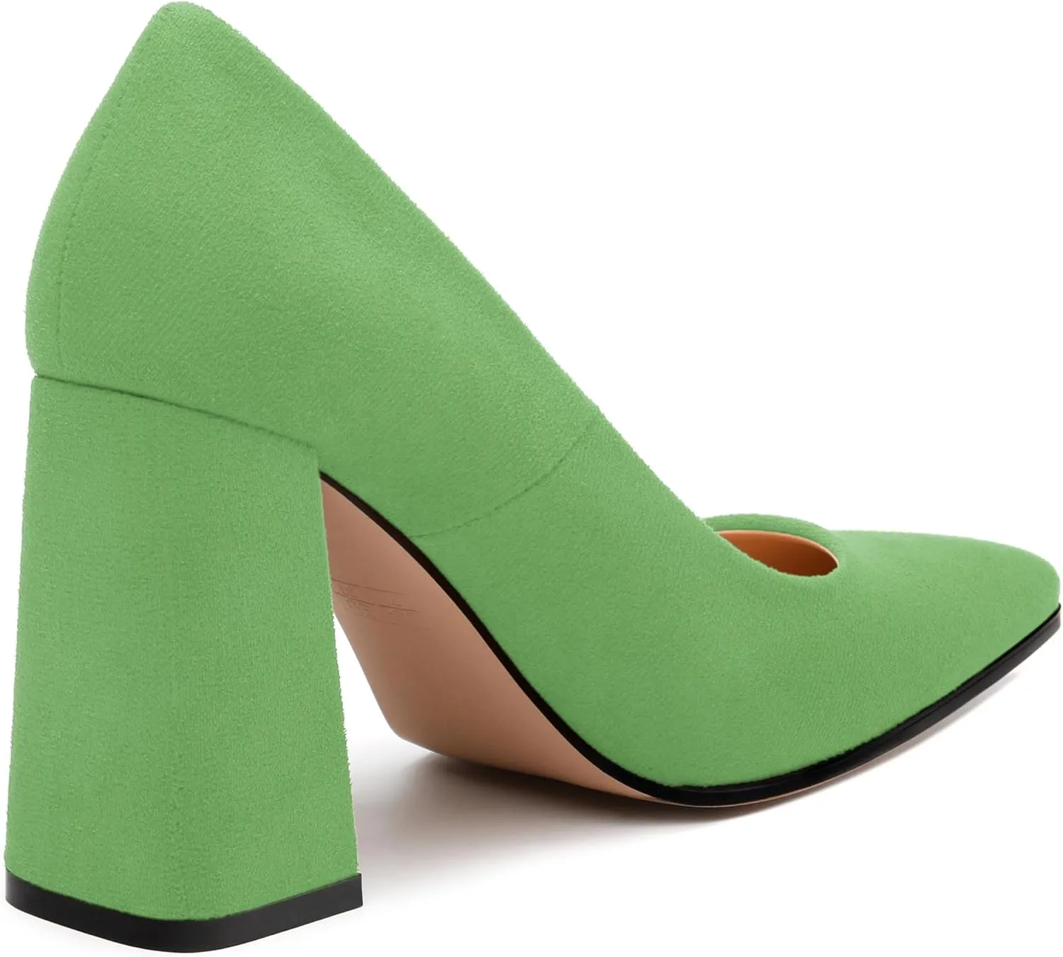 Women's Pumps, Pointed Toe Block High Heels, Slip On Fashion Chunky Heel Shoes for Women