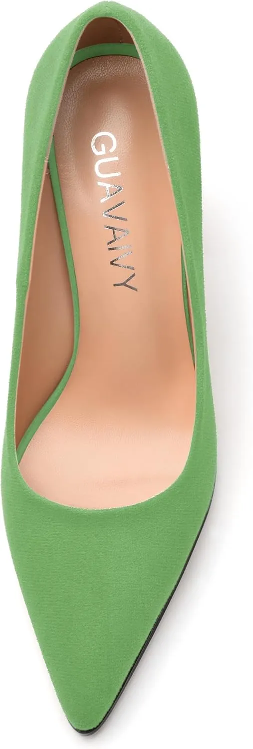 Women's Pumps, Pointed Toe Block High Heels, Slip On Fashion Chunky Heel Shoes for Women
