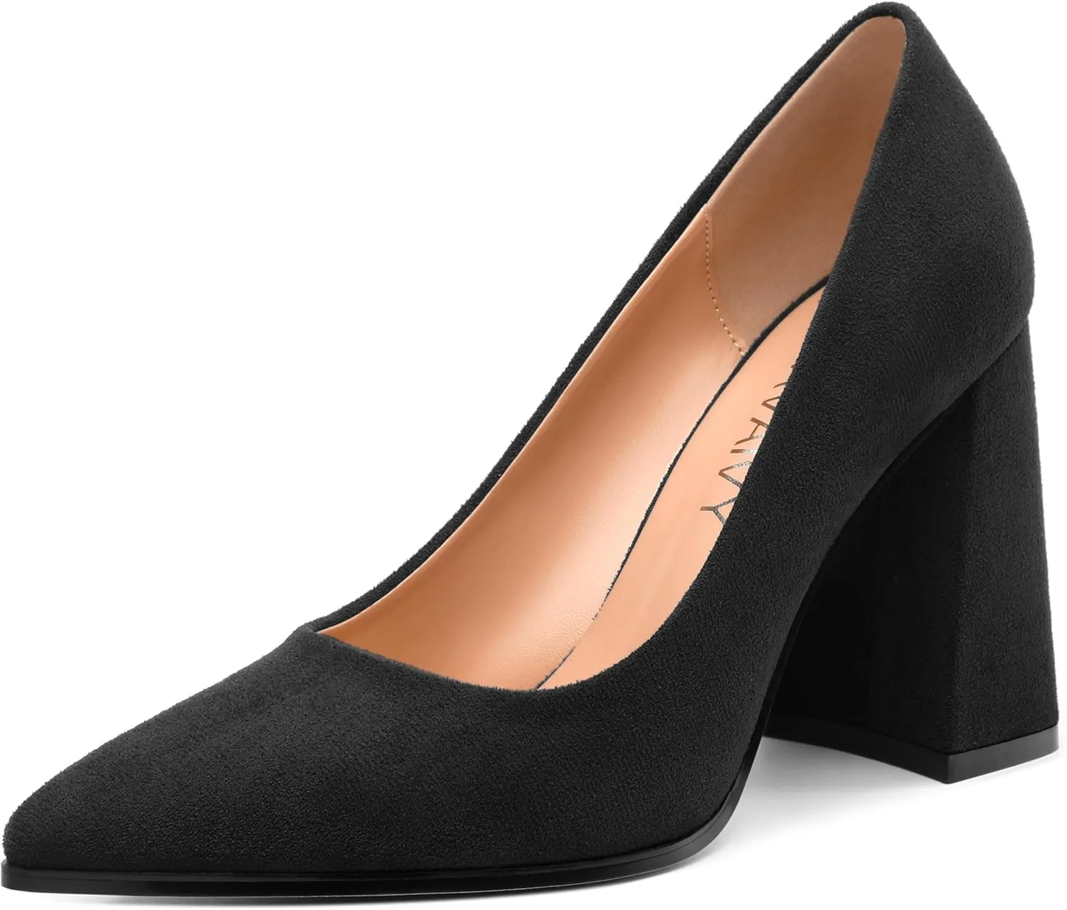 Women's Pumps, Pointed Toe Block High Heels, Slip On Fashion Chunky Heel Shoes for Women