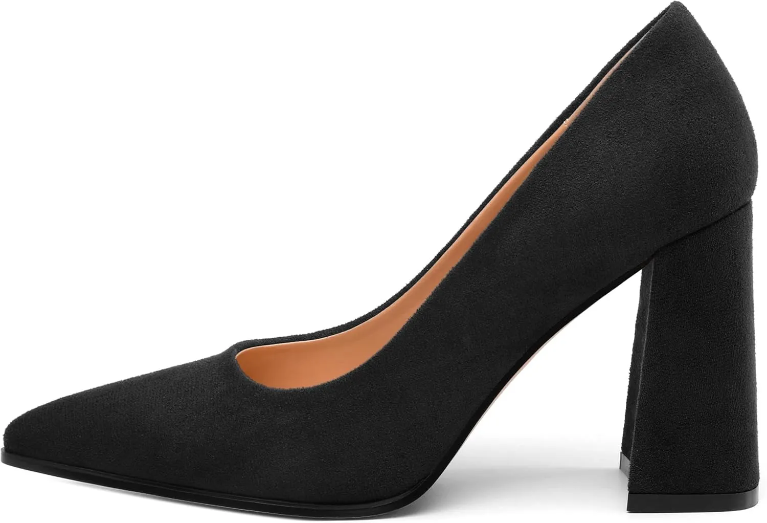 Women's Pumps, Pointed Toe Block High Heels, Slip On Fashion Chunky Heel Shoes for Women