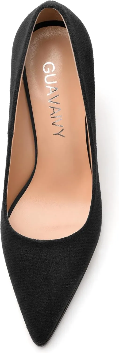 Women's Pumps, Pointed Toe Block High Heels, Slip On Fashion Chunky Heel Shoes for Women
