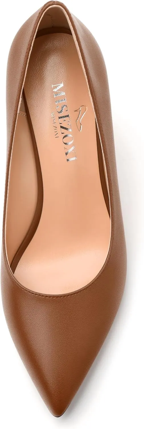 Womens Pumps Shoes, Pointed Toe Wedge High Heel Shoes for Women 3.3"