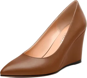 Womens Pumps Shoes, Pointed Toe Wedge High Heel Shoes for Women 3.3"