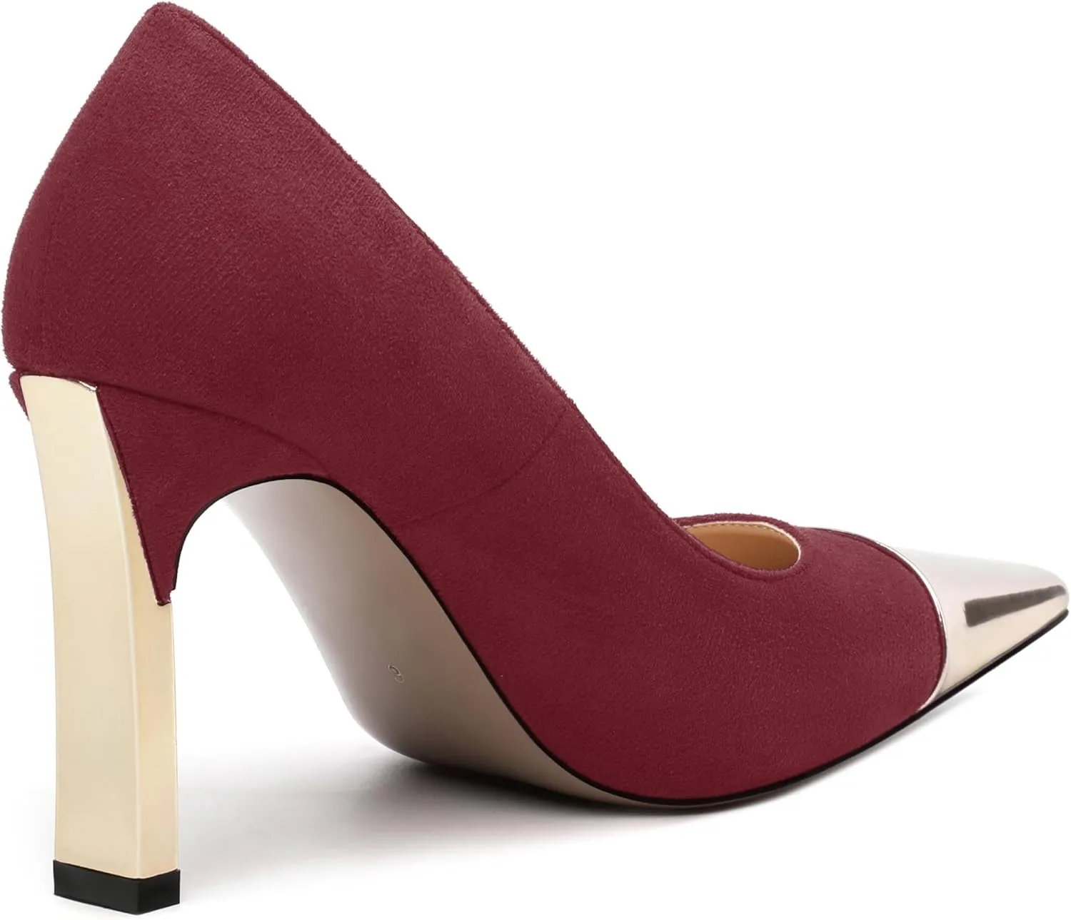 Women's Pumps, Square Toe High Heels, Fashion Patchwork Color Slip On Chunky Heel Shoes for Women