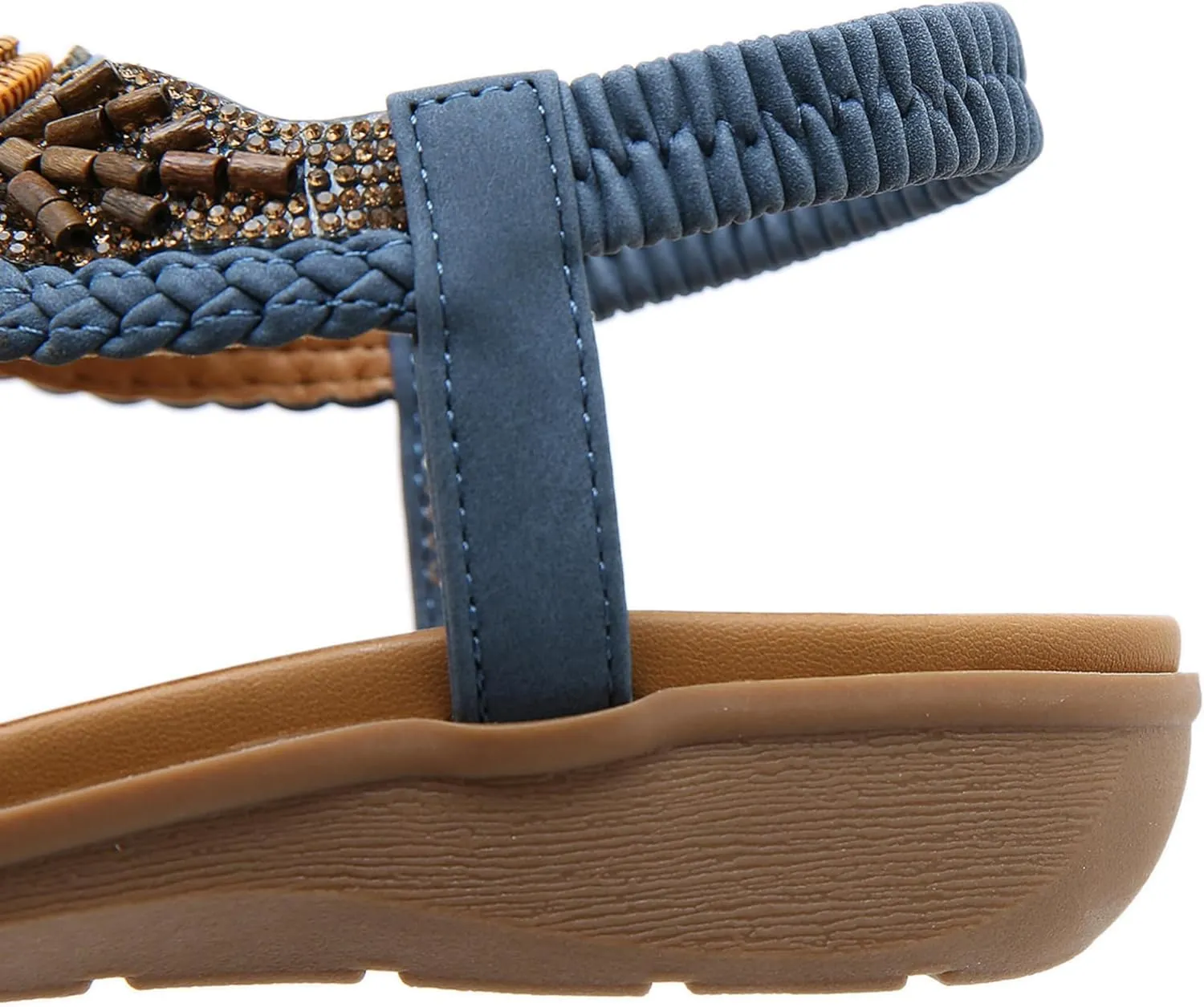 Womens Sandals Shoes Elastic Bohemian Flats Women Comfort Walking Slip on Casual Summer Beach Shoes