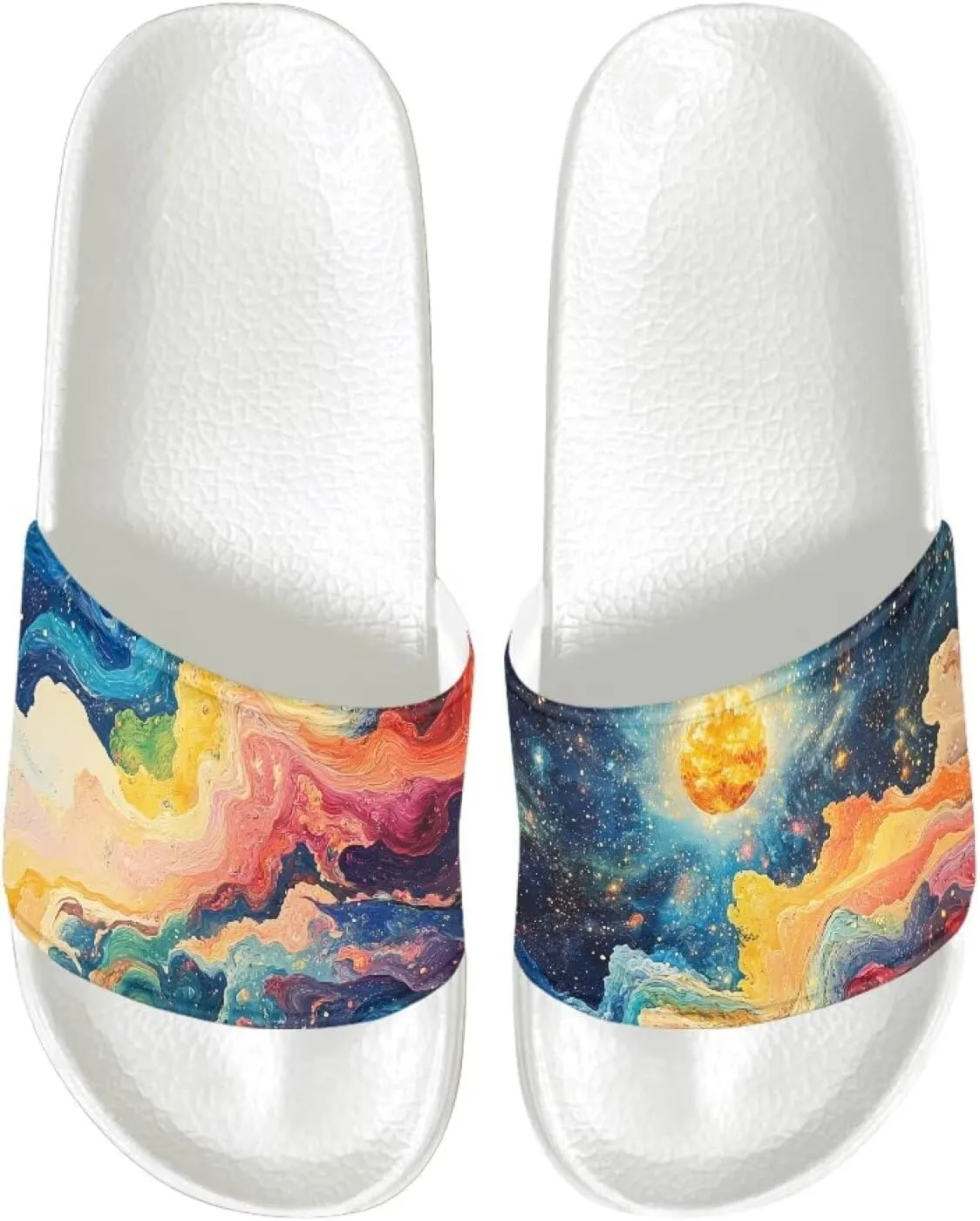 Womens Slide Sandals Slip On Anti-skid Bathroom Slippers Fashion Comfort Soft Summer Beach Shoes Casual Peep Toe Shoes SizeUS 6-13.5