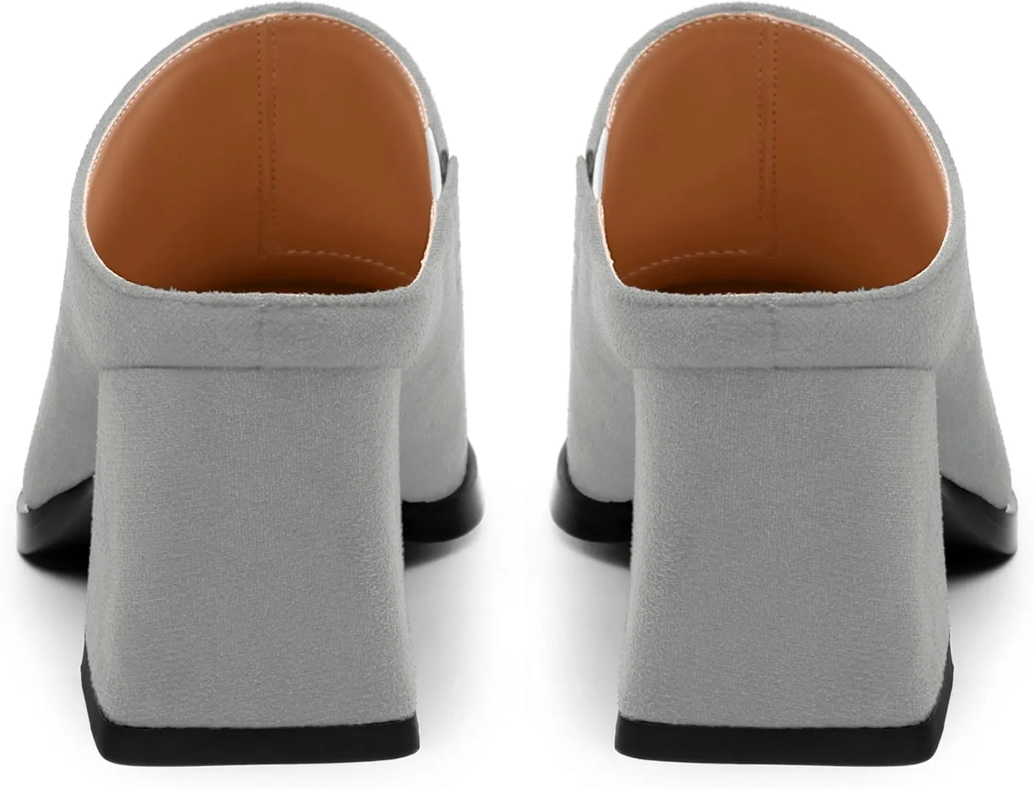 Women's Slide Sandals, Square Closed Toe Chunky Heeled Sandals, Comfort Slip On Fashion Solid Suede Mules Sandals for Women