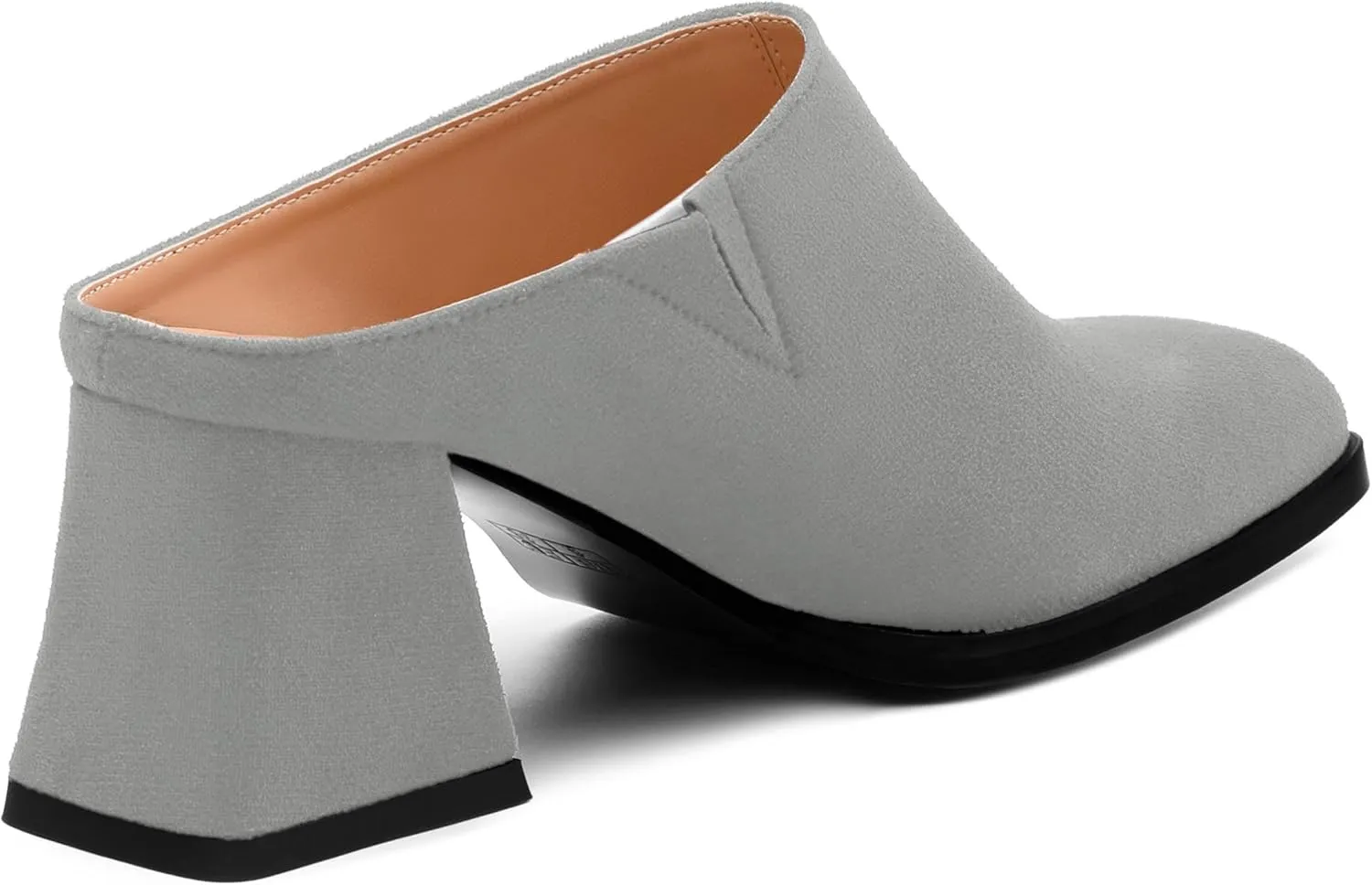 Women's Slide Sandals, Square Closed Toe Chunky Heeled Sandals, Comfort Slip On Fashion Solid Suede Mules Sandals for Women