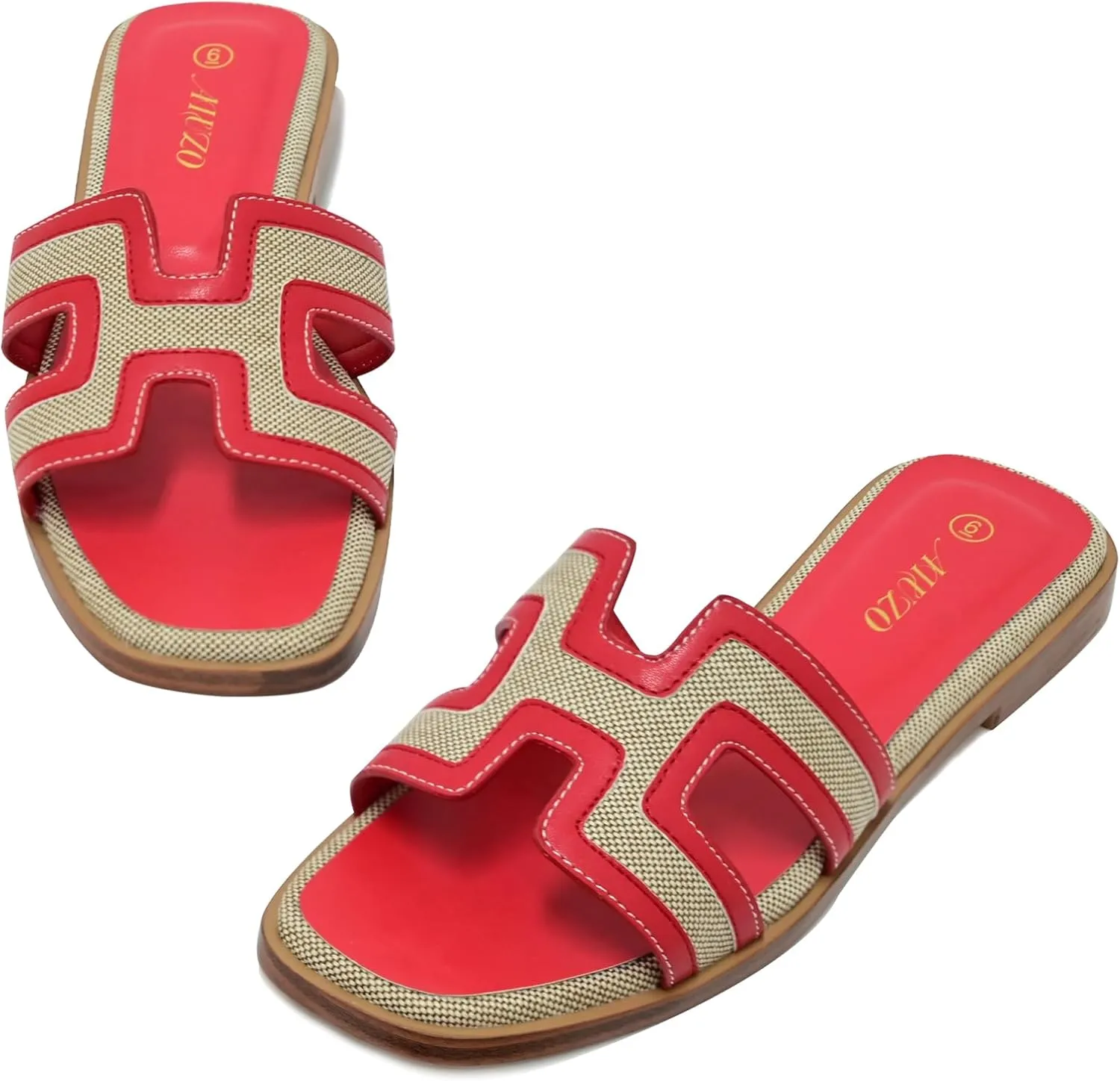 Women's Slide Sandals Wide Width Flats Slip-On Open Toe Memory Foam Comfort for Walking, Beach & Casual - Anti-Slip Sole