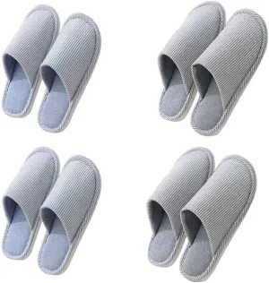 Womens Slipper House Slippers Men,4 Pairs Spa Slippers, Non Slip Disposable Slippers for Guest Washable Guest Slippers Travel Slippers Slide Slipper Bride Slippers with 4 Different Sizes