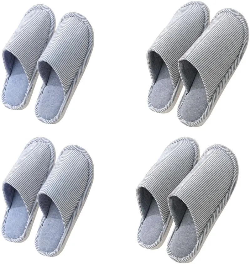 Womens Slipper House Slippers Men,4 Pairs Spa Slippers, Non Slip Disposable Slippers for Guest Washable Guest Slippers Travel Slippers Slide Slipper Bride Slippers with 4 Different Sizes