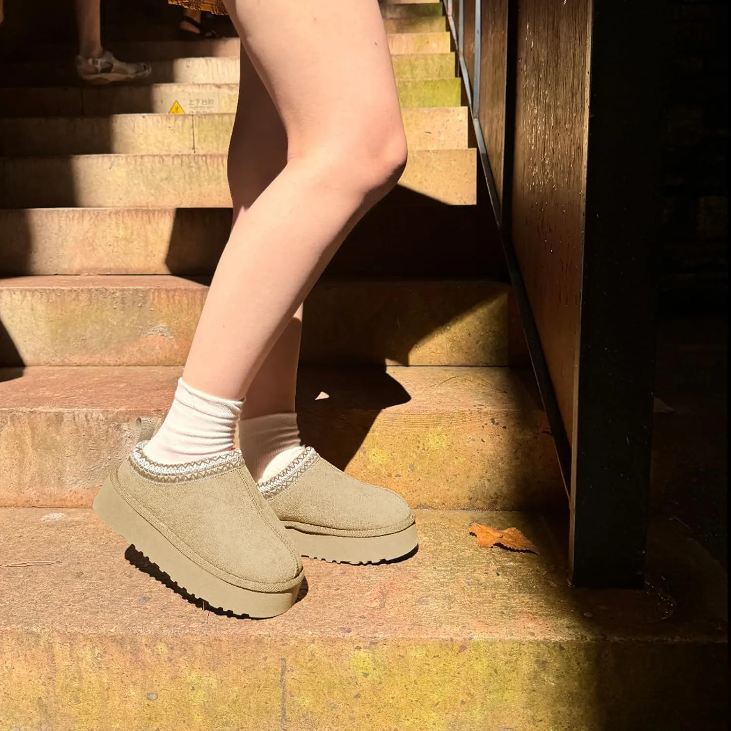 Women's Slippers Platform Mini Boots for Women Short Ankle Boot Fur Fleece Lined House Slippers Anti-Slip Boot For Outdoor