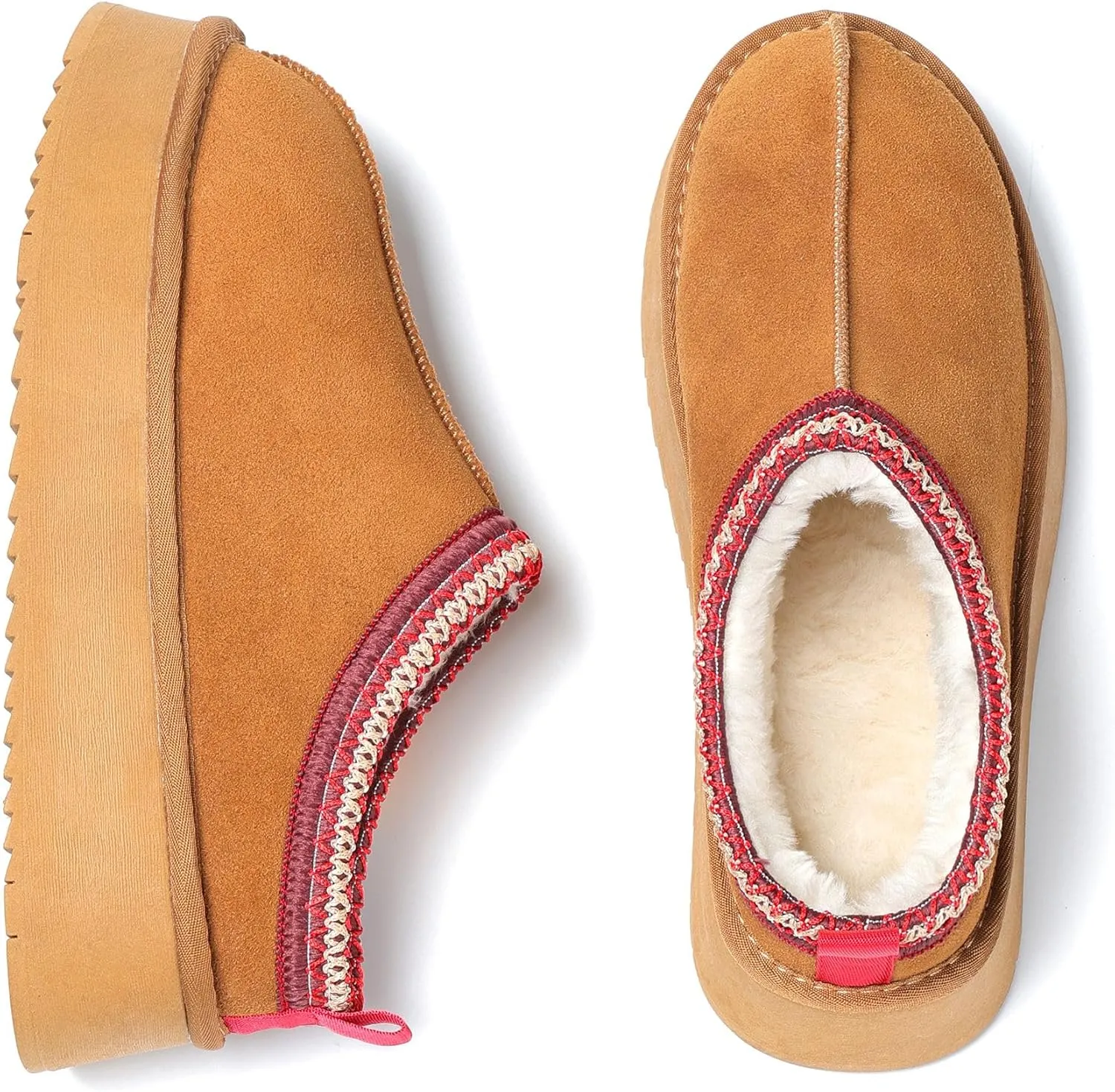 Women's Slippers Platform Mini Boots Short Ankle Boot Fur Fleece Lined House slippers Anti-Slip Boot For Outdoor