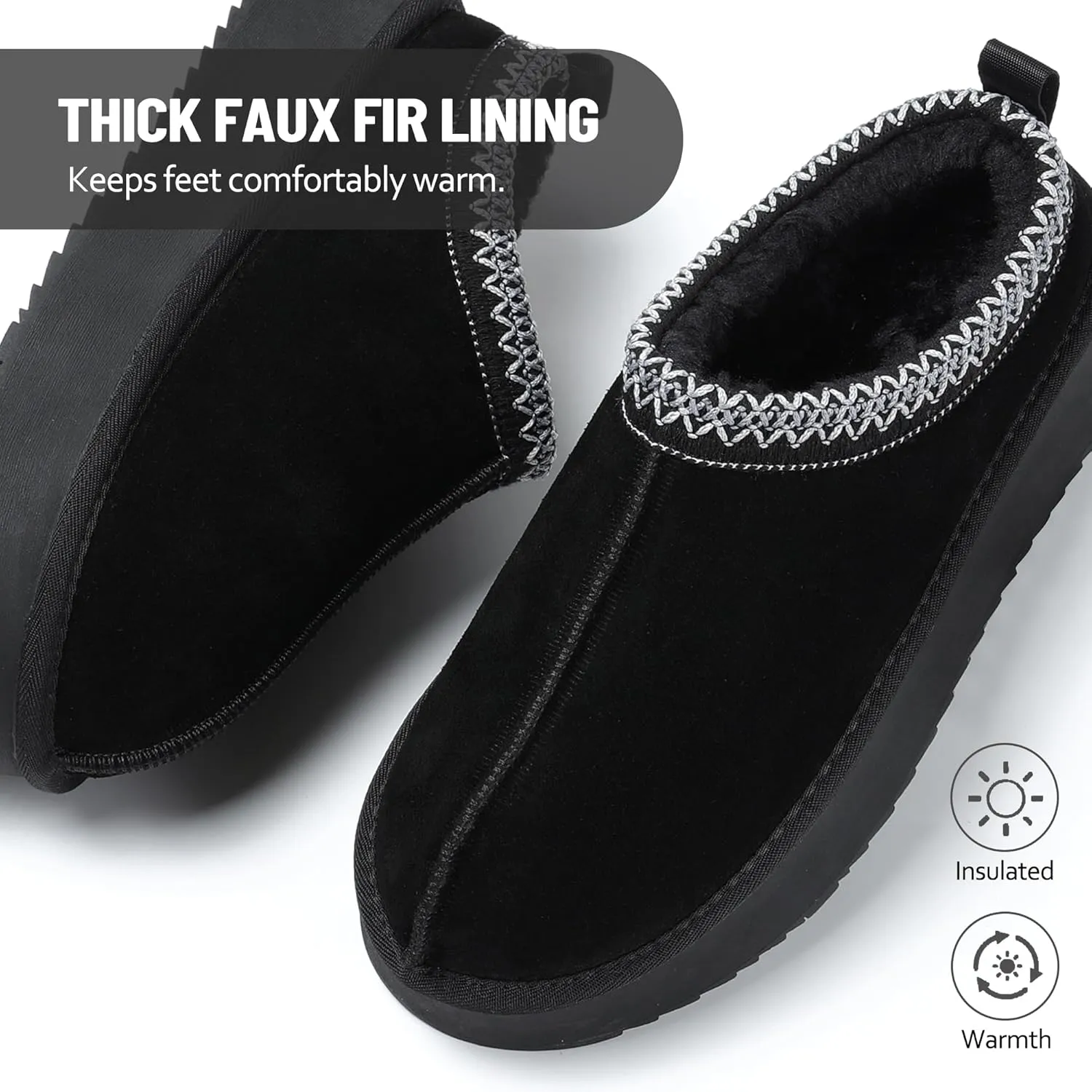 Women's Slippers Platform Mini Boots Short Ankle Boot Fur Fleece Lined House slippers Anti-Slip Boot For Outdoor