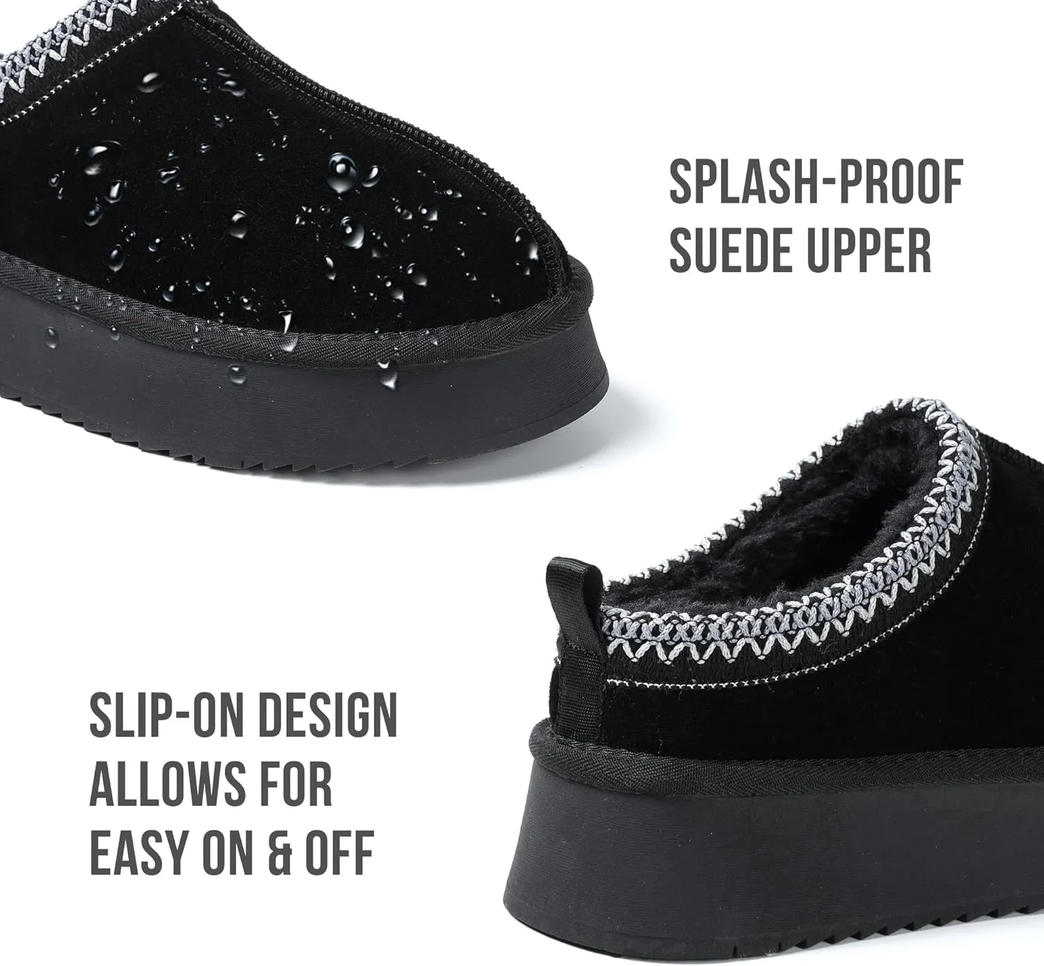 Women's Slippers Platform Mini Boots Short Ankle Boot Fur Fleece Lined House slippers Anti-Slip Boot For Outdoor