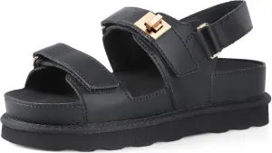 Women's Thick Platform Sandals Slide anti-slip Sole Open Toe Double Buckle Strap Summer Flats Shoes