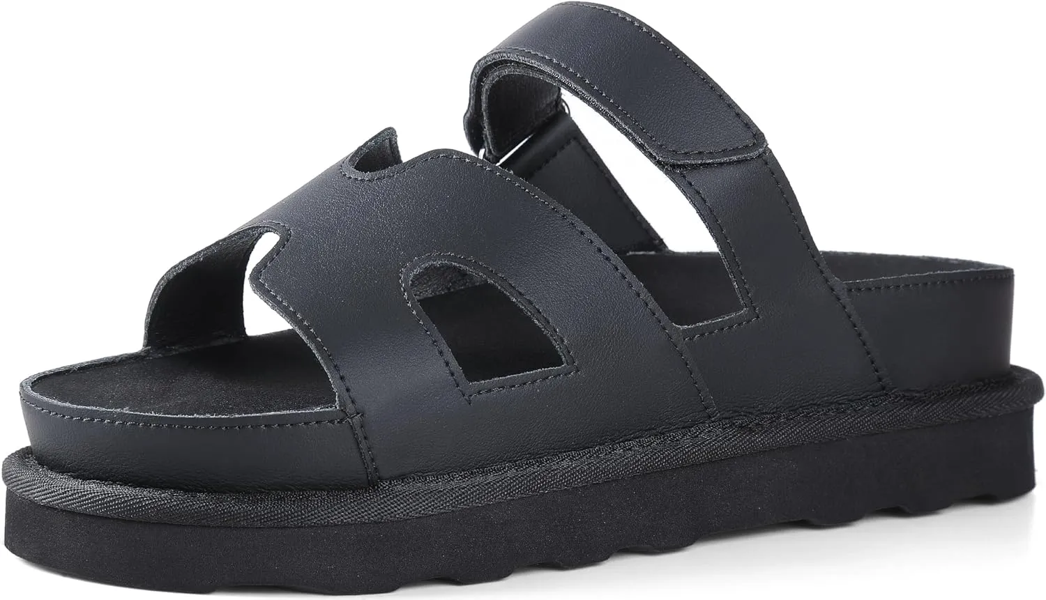 Women's Thick Platform Slide Sandals anti-slip Sole Open Toe Strap Summer Flats Shoes