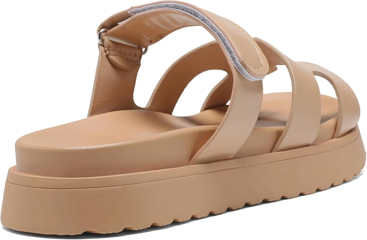Women's Thick Platform Slide Sandals anti-slip Sole Open Toe Strap Summer Flats Shoes
