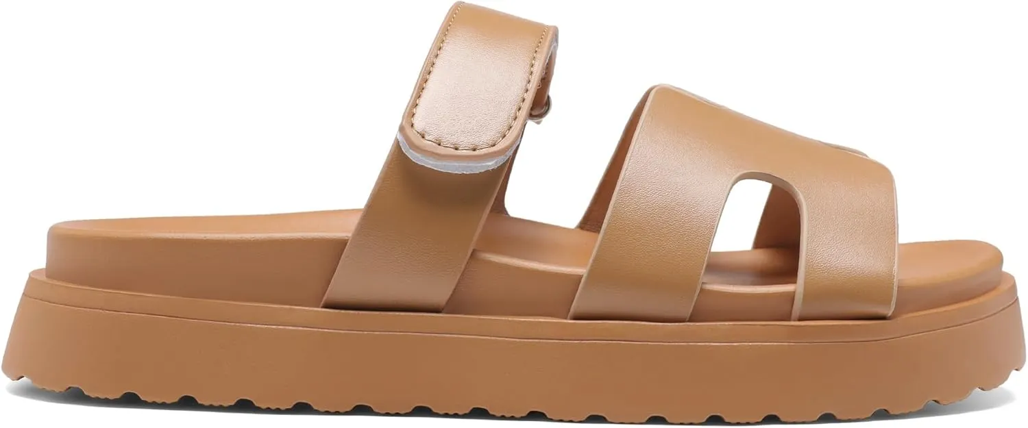 Women's Thick Platform Slide Sandals anti-slip Sole Open Toe Strap Summer Flats Shoes
